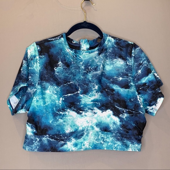 TORRID Blue Ocean swim top rash guard, 4X. - Picture 7 of 10